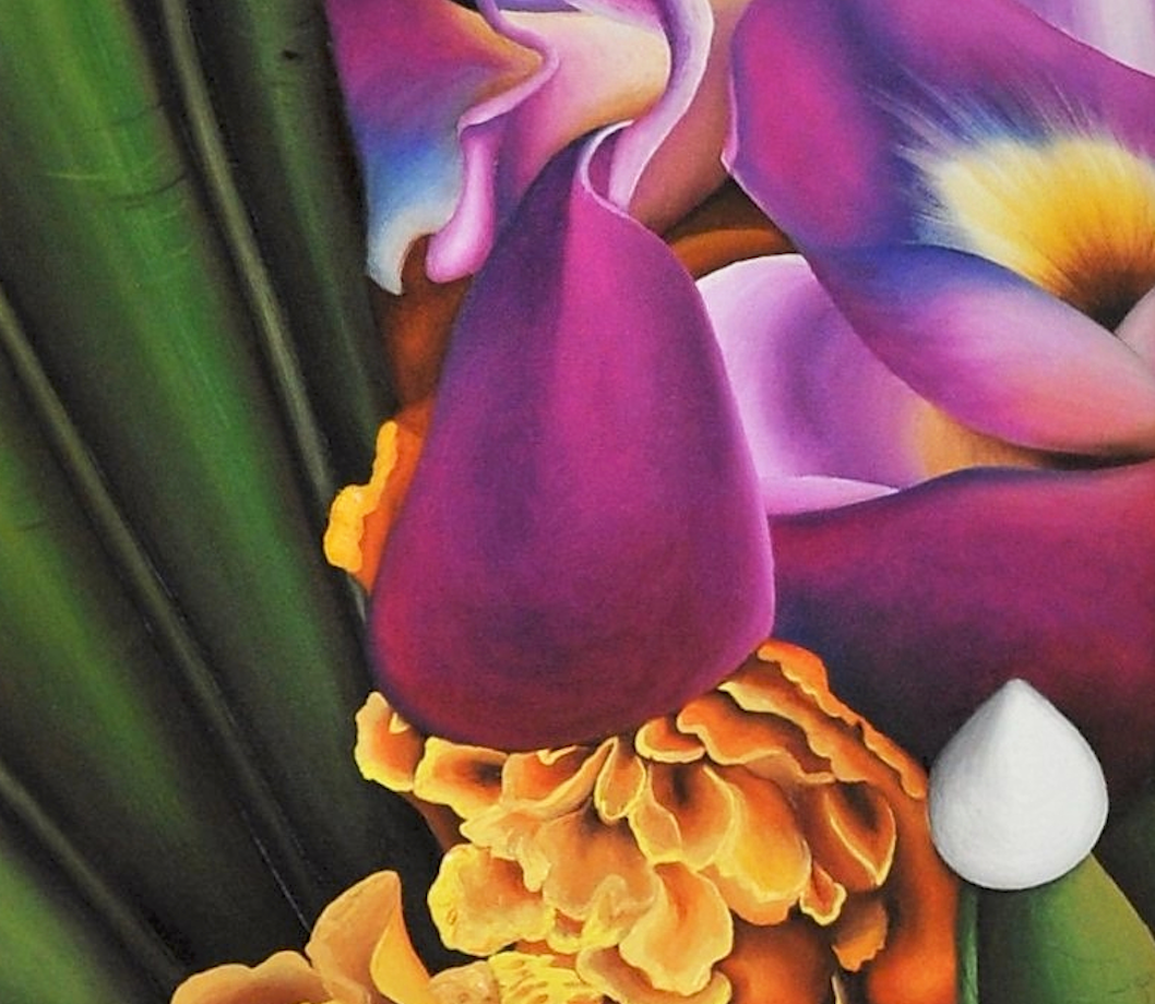 Ausschnitt Krathong Isabel Heusinger Malerei Orchidee Thailand