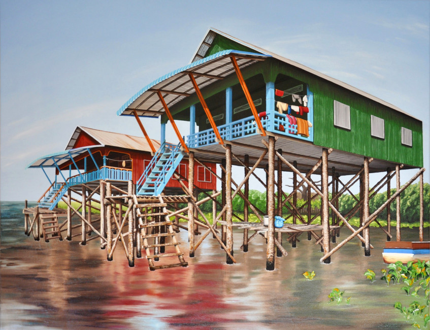 Isabell Heusinger Malerei Weltreise Kambodscha Floating Village