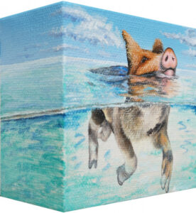 Isabell Heusinger Malerei Weltreise Schweinchen im Meer Schweine schwimmen Bahamas